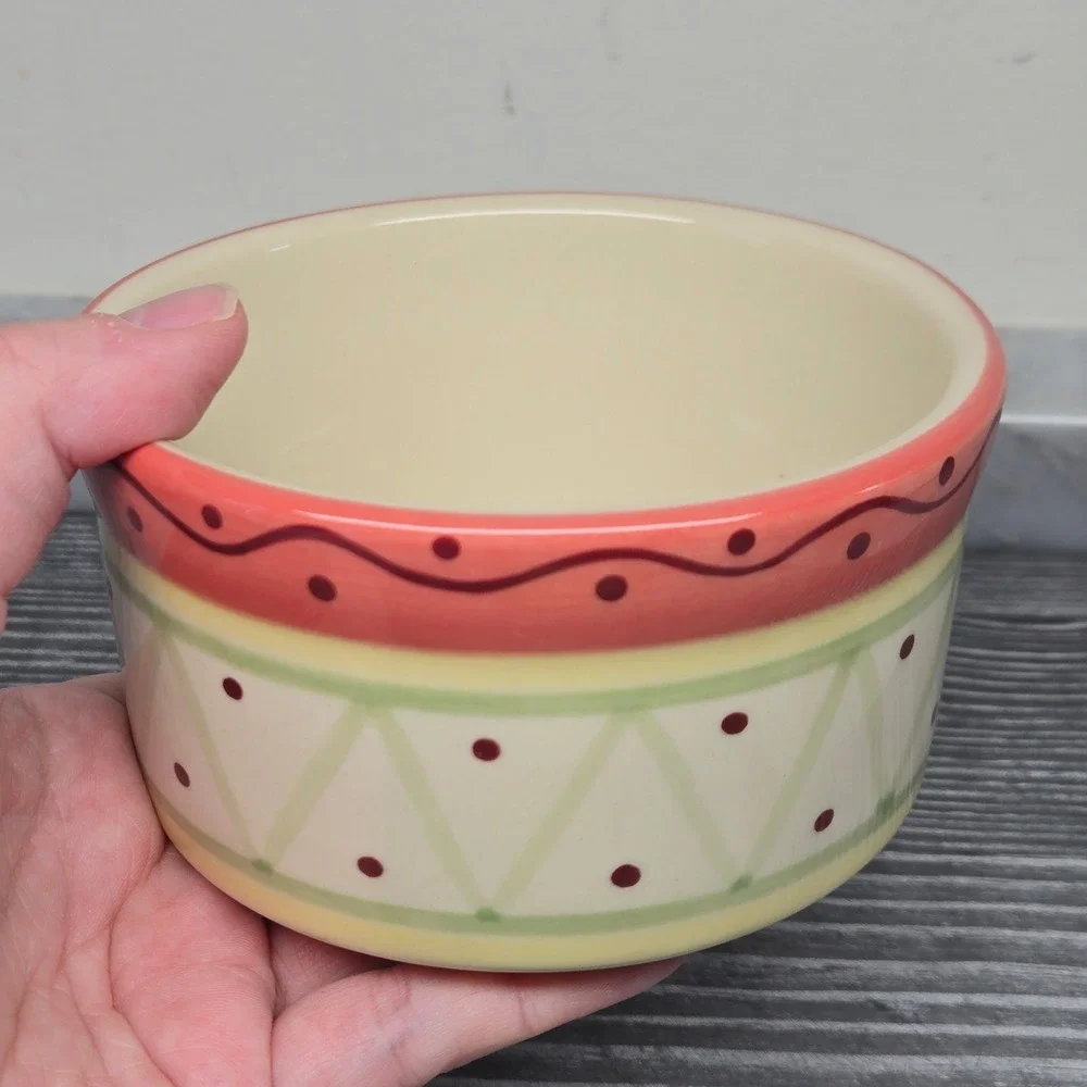 VTG Pfaltzgraff Secrets of‎ Pistoulet Jana Kolpen Ceramic Bowl, Red Green, 2002